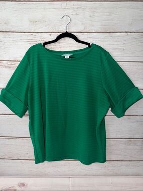 Liz Claiborne Emerald Green Short-Sleeve Boxy Top Size XXLarge